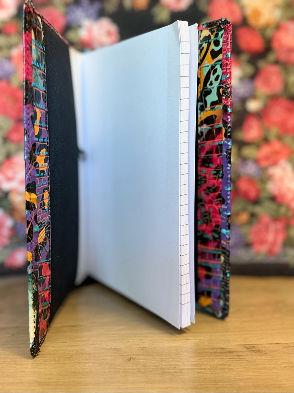 Brahmin Stampede Multicolor Turquoise Purple Orange Croc-Embossed Journal - Picture 2 of 2